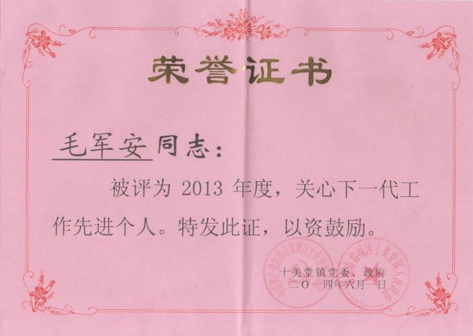 顺安总经理毛军安被评为“先进个人”